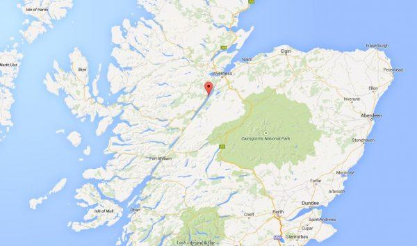 Loch Ness, Scotland in a map. (Google Maps)