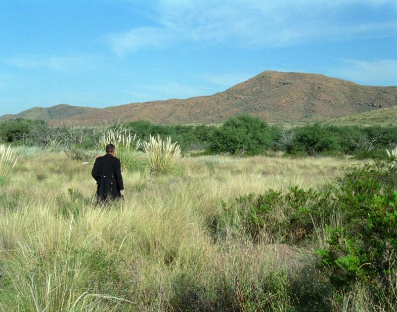 Gunnar Dinesen (Viggo Mortensen) walking in the grass, in "Jauja." (The Cinema Guild)
