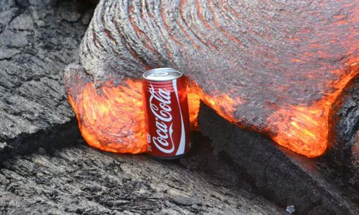 Video: Man Places a Coke Can Next to Lava