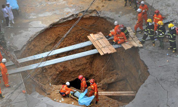 Ground Collapse at a Metro Station in Chinese City Two Weeks After Inspection