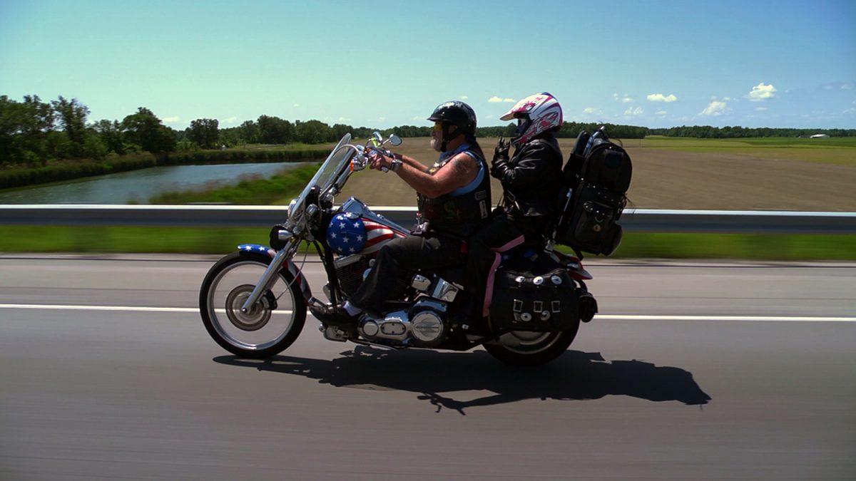 Ron "Stray Dog" Hall and his wife, Alicia, on the "Run to the Wall" organized motorcycle trip to the Vietnam Veterans Memorial in the documentary "Stray Dog." (Still Rolling Productions)