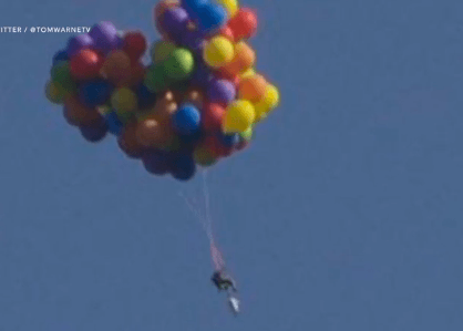 Man Charged After Lifting Off in Balloon-Covered Lawn Chair (Video)