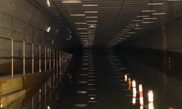 A View Inside Flooded Brooklyn Battery Tunnel