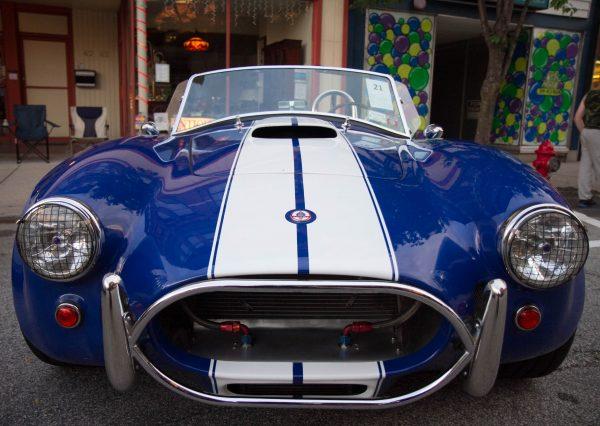 The front of a 1967 Shelby Cobra replica at the Port Jervis, N.Y. CruzinPort on July 21, 2015. (Holly Kellum/The Epoch Times)