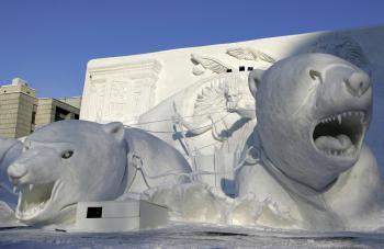 Artists Sculpt Snow in Wisconsin