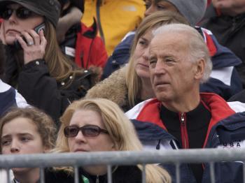 V.P. Biden Watches as U.S. Ski Jumpers Land Short