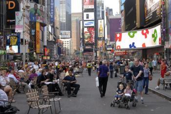 New Yorkers Enjoy New Broadway Pedestrian Malls