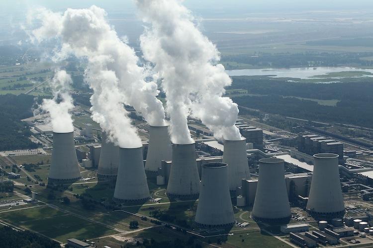 The coal-fired power plant at Jaenschwalde, Germany, is one of the biggest single producers of CO2 gas in Europe but its production has been scaled up following Russia's February 2022 invasion of Europe. (Sean Gallup/Getty Images)