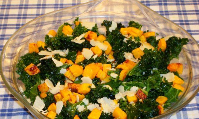Winter Kale Salad With Roasted Squash and Pine Nuts