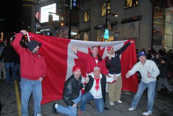 Canadians Flock to the Streets to Celebrate Hockey Win