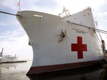 Massive Naval Hospital Ship Arrives in Haiti