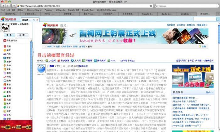 Chinese Internet Allows Searches for ‘Live [Organ] Harvest’