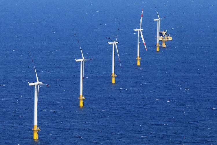 Wind turbines in the Baltic Sea offshore wind farm on April 29, 2011, near Zingst, Germany. (Joern Pollex/Getty Images)