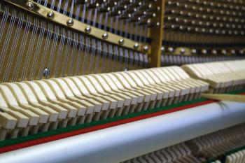 The system of moving parts inside the piano is called the action. (Allen Zhou/The Epoch Times)