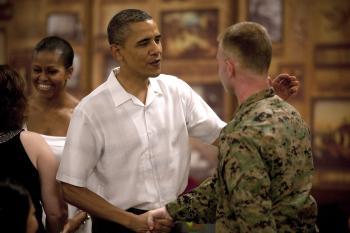 Barack Obama Visits Troops on Christmas Day