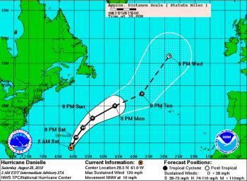 Hurricane Danielle Back to Category 3