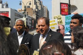 Drivers, Officials Rally for Taxi Driver Protection Act