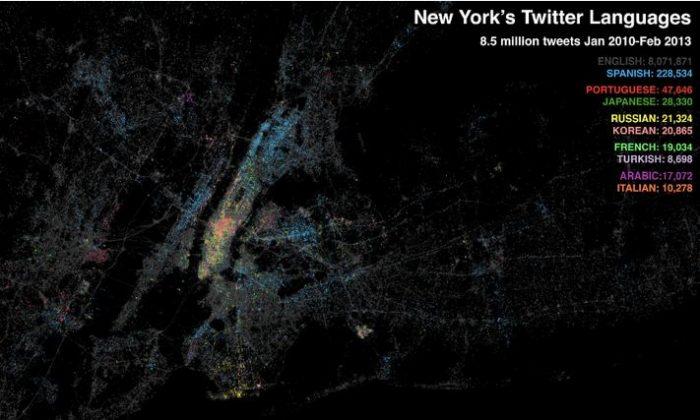 Twitter Languages Mapped for New York