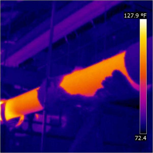 This infrared photo shows how much heat is escaping because of damaged insulation. (Courtesy of Luis F. Rivera)