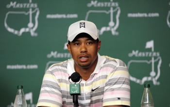 Tiger Speaks to the Press at Augusta