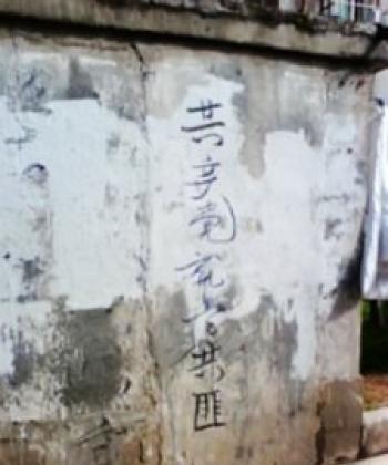 Land Confiscation Victim Denounces Chinese Regime in Graffiti