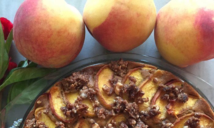 Healthy and Decadent Peach Coffee Cake