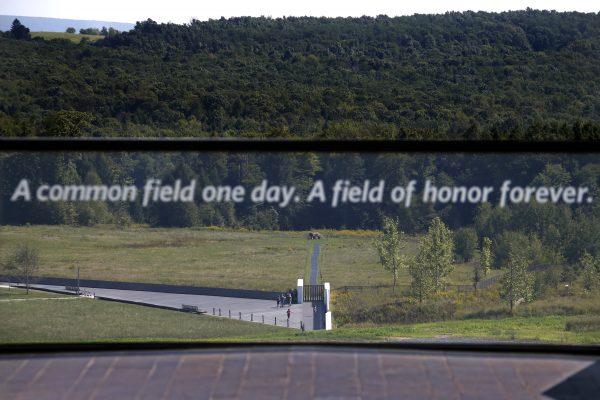 View of the United Flight 93 crash site from the Flight 93 National Memorial's new visitors center complex in Shanksville, Pa., on Sept. 9, 2015. (Gene J. Puskar/AP Photo)