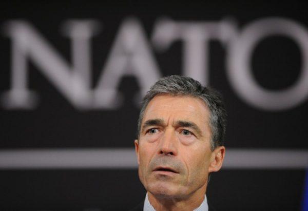 North Atlantic Treaty Organization (NATO) Secretary-General Anders Fogh Rasmussen gives a press conference on June 8, before NATO defense ministers meeting at organization headquarters in Brussels. (John Thys/AFP/Getty Images)