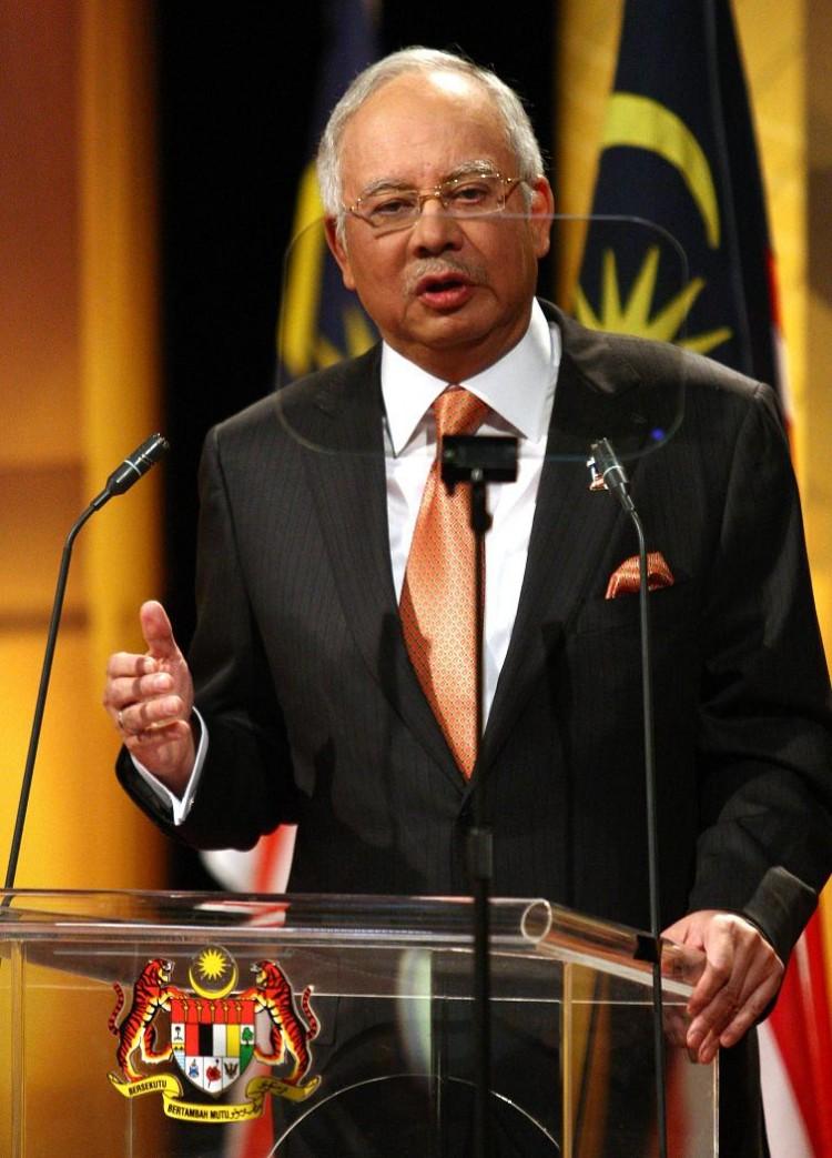 Malaysian Prime Minister Najib Razak speaks during a national broadcast on Sept. 15. (STR/AFP/Getty Images)