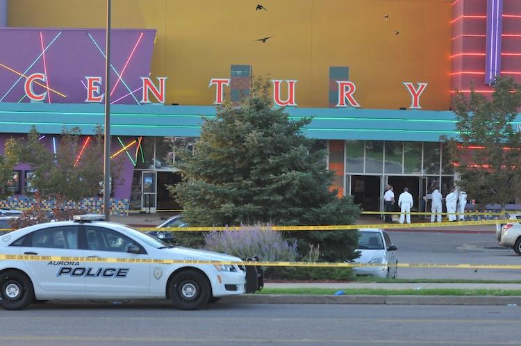 The Century 16 movie theater where a gunman attacked moviegoers during an early morning screening of the Batman movie, "The Dark Knight Rises," in Aurora, Colo., on July 20, 2012. (Thomas Cooper/Getty Images)