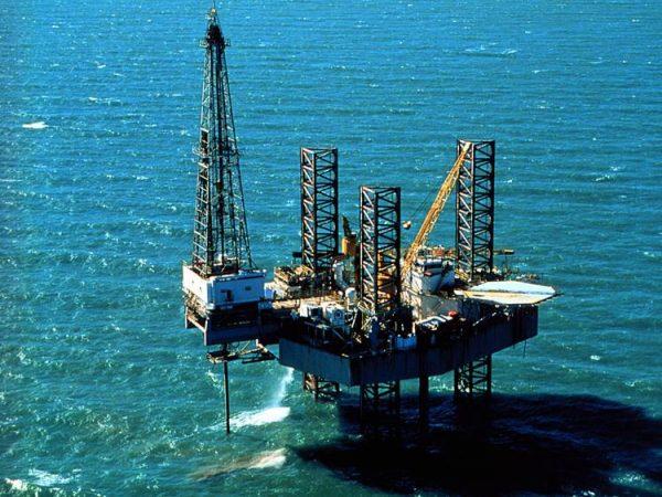 Pennzenergy Company Oil Exploration Drilling Rig, Ship Shoal 150, in the Gulf Of Mexico. (Archival Photo By Getty Images)