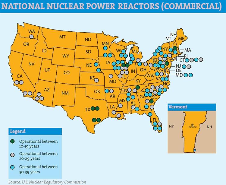 National Nuclear Power Reactors Map (U.S. Nuclear Regulatory Commission)