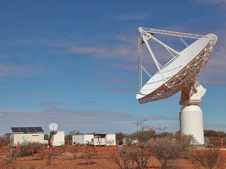 The first dish in the Australian Square Kilometer Array Pathfinder. (Paul Bourke and Jonathan Knispel/WASP (UWA), iVEC, ICRAR, and CSIRO)