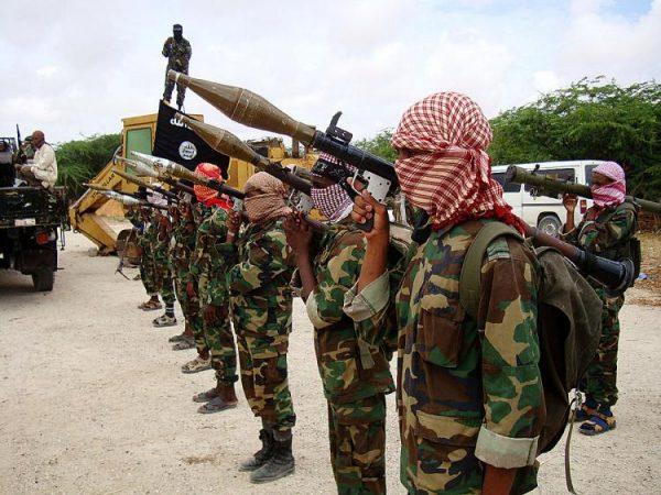 Terrorists belonging to Somalia's Al-Qaeda-inspired Shebab terror group stand in formation during a show of force in Somalia's capital Mogadishu, Somalia, on Oct. 21, 2010. (AFP/Getty Images)