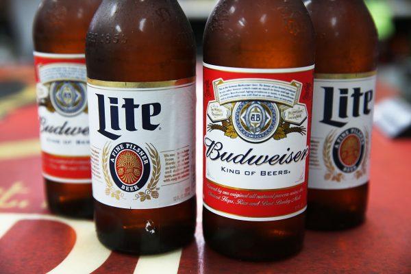 A stock photo of Miller Lite and Budweiser. (Joe Raedle/Getty Images)