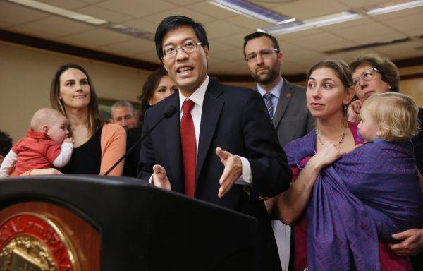 Sen. Richard Pan (D-Sacramento) answers a question about their proposed legislation requiring parents to vaccinate all school children, during a news conference in Sacramento on Feb. 4, 2015. (AP Photo/Rich Pedroncelli, File)