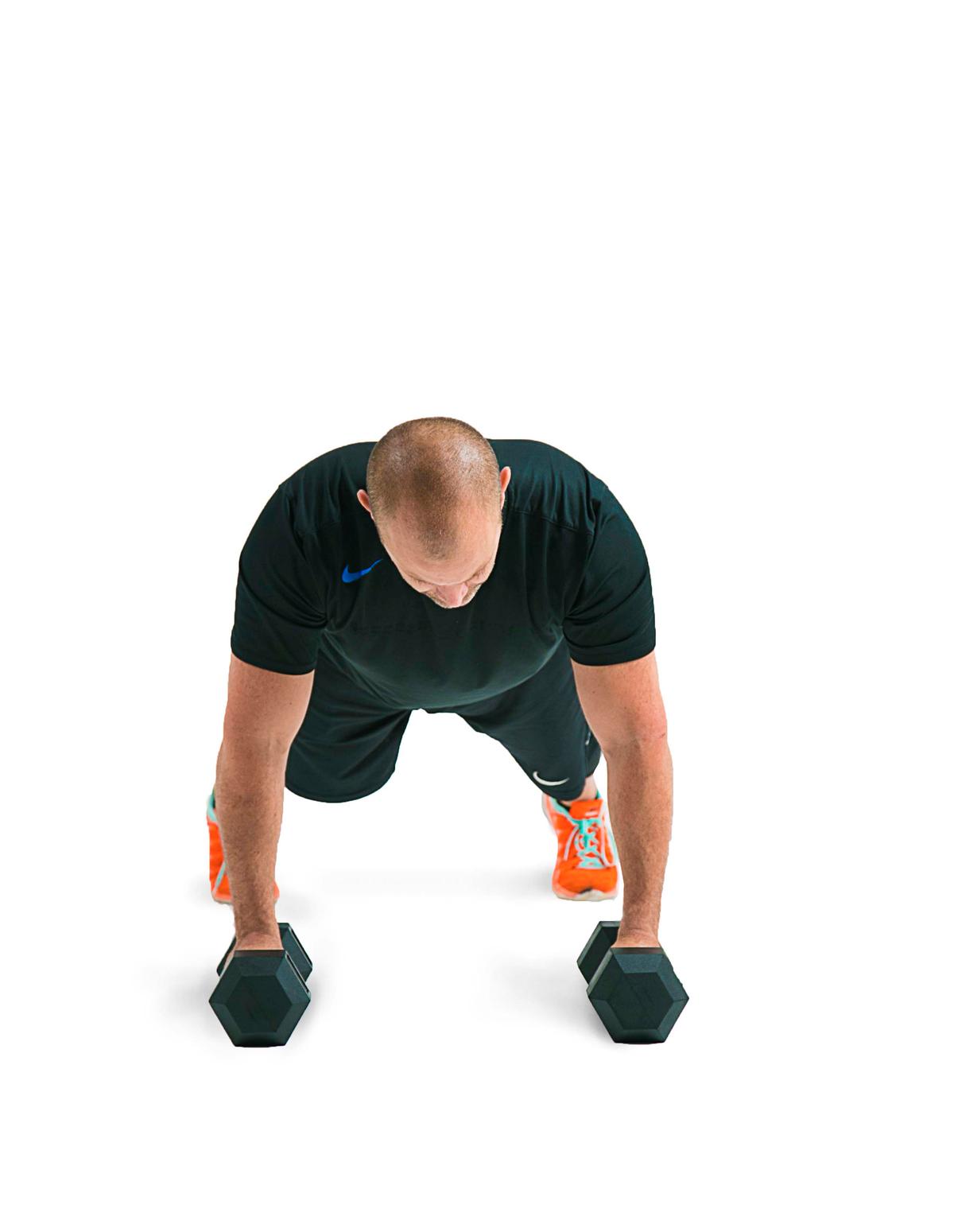 Dumbbell Push-Up With Dumbbell Row