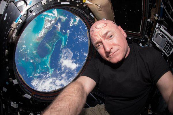 Astronaut Scott Kelly poses for a selfie photo in the "Cupola" of the International Space Station on July 12, 2015. (Scott Kelly/NASA via AP)