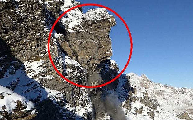 Video: Huge Mountain Rock Falls to Earth as Scientist Looks On