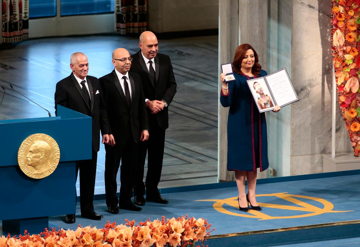Tunisian Democracy Group Collects 2015 Nobel Peace Prize