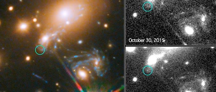 Hubble Space Telescope Captures First Predicted Supernova First Seen in 2014