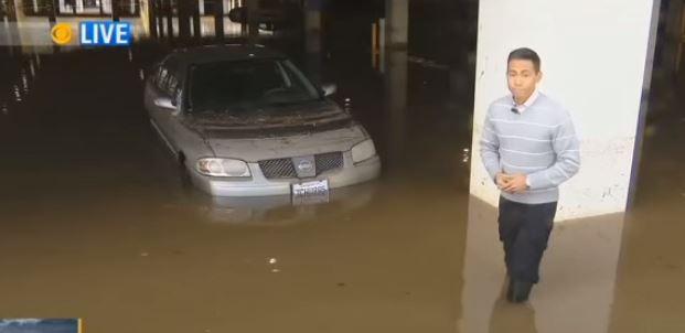 Viral Video: California Man Finds His Car in Flooded Parking Lot During Live News Report