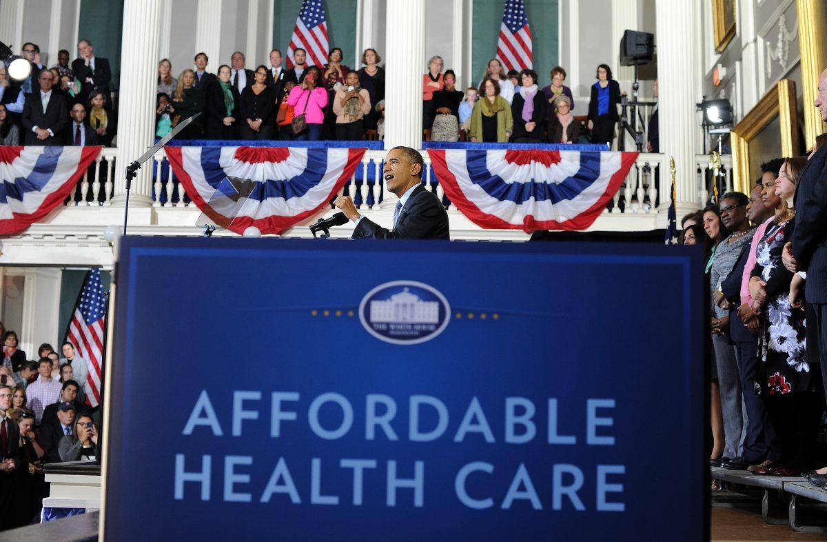 President Barack Obama speaks on health care at Faneuil Hall in Boston, Mass., on Oct. 30, 2013. (Jewel Samad/AFP/Getty Images)