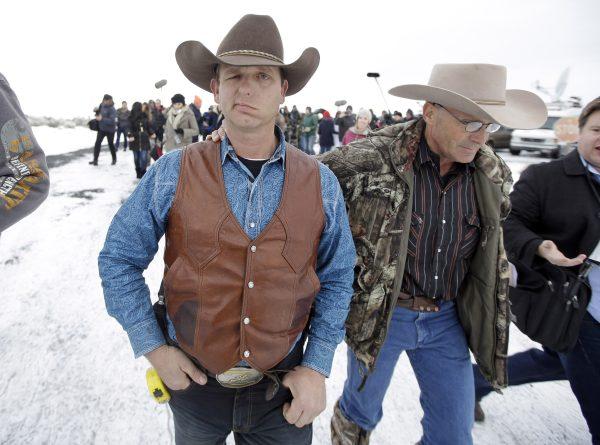 Ryan Bundy, one of the sons of Nevada rancher Cliven Bundy, walks to a news conference at Malheur National Wildlife Refuge near Burns, Ore., on Jan. 7, 2016. (Rick Bowmer/AP Photo)