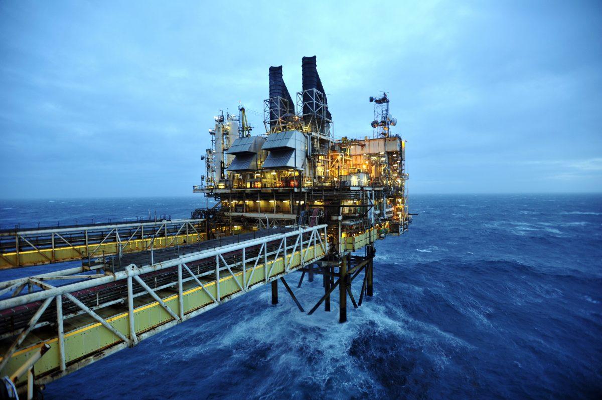 The BP ETAP (Eastern Trough Area Project) oil platform in the North Sea, 100 miles east of Aberdeen, Scotland, on Feb. 24, 2014. (Andy Buchanan/AFP/Getty Images)
