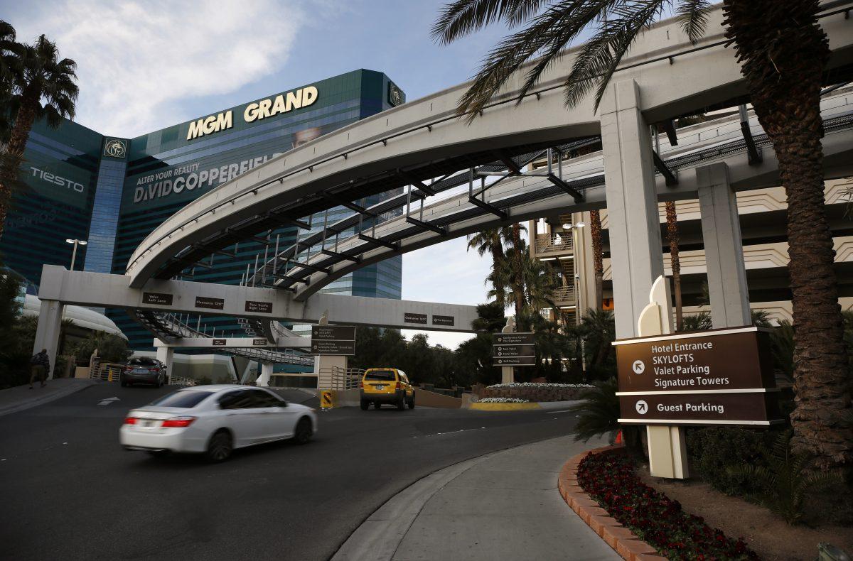 File photo showing cars driving into the MGM Grand hotel and casino in Las Vegas, Nevada, on Jan. 14, 2016. (AP Photo/John Locher)