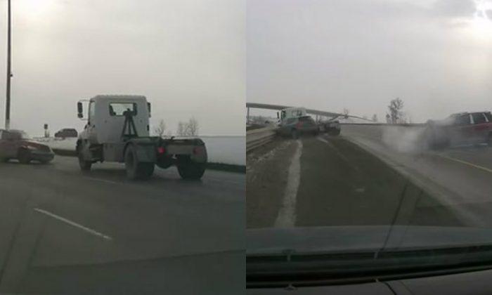 Dashcam Video Captures 3-Car Accident on Busy Deerfoot Trail in Calgary