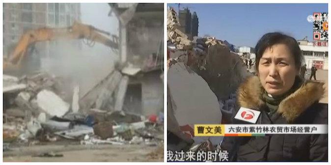 Without Permit, Local Police in China Force Through Demolition of Shops (Video)