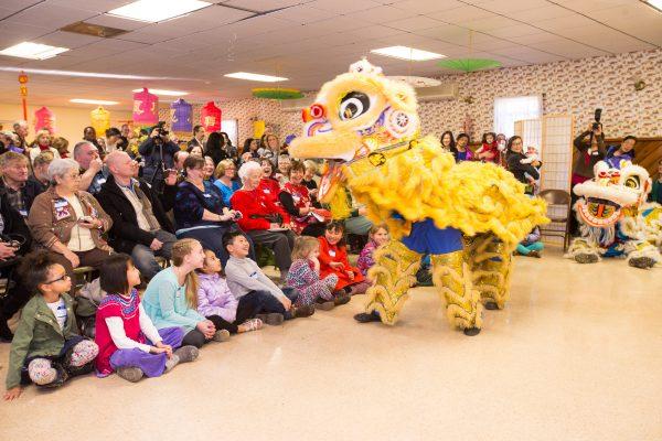 Lion dancers perform at a Chinese New Year celebration in a small community in upstate New York on Jan. 31, 2016. (Larry Dye/The Epoch Times)