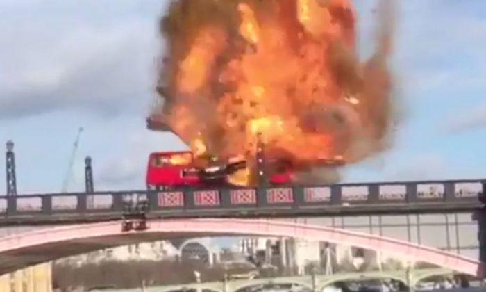 Bus Blows Up On A London Bridge For Movie Stunt